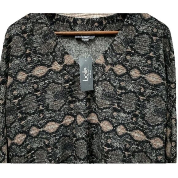 Belle By Belldini Size 3X Thin Sweater Brushed Hacci Leopard Print Sweater. New - Picture 4 of 9